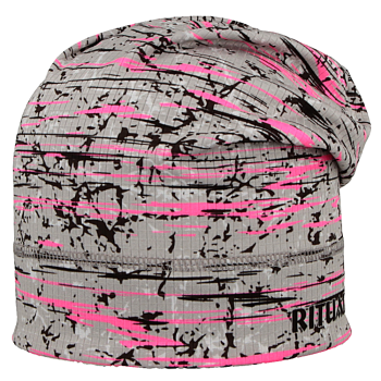 dlouhá čepice PW BŘÍZA, šedá/fluo růžová