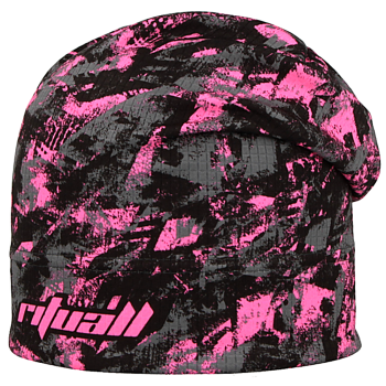 dlouhá čepice PW STŘEPY, černá/fluo růžová