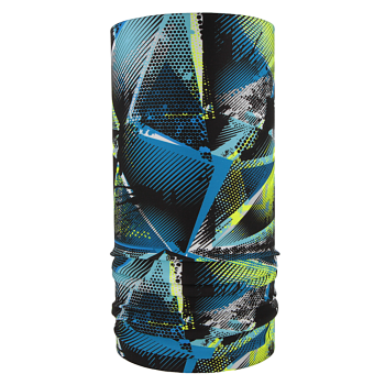 nákrčník TROJÚHELNÍKY šrafované, modrá/fluo žlutá
