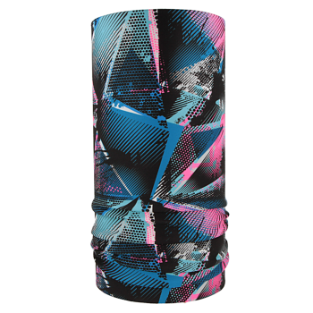 nákrčník TROJÚHELNÍKY šrafované, modrá/fluo růžová