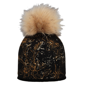 Merino čepice IBIŠEK kož., černá/hnědá