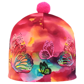 čepice Stelvio MOTÝLI FLUO, fuchsie