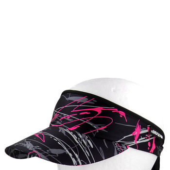 Vázací čelenka s kšiltem Coolmax ŠMOUHY, černá/fluo růžová